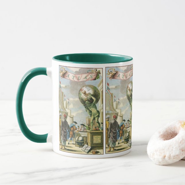 Caneca Vintage Barroco Era Atlas Frontispece Mundo (Com Donut)