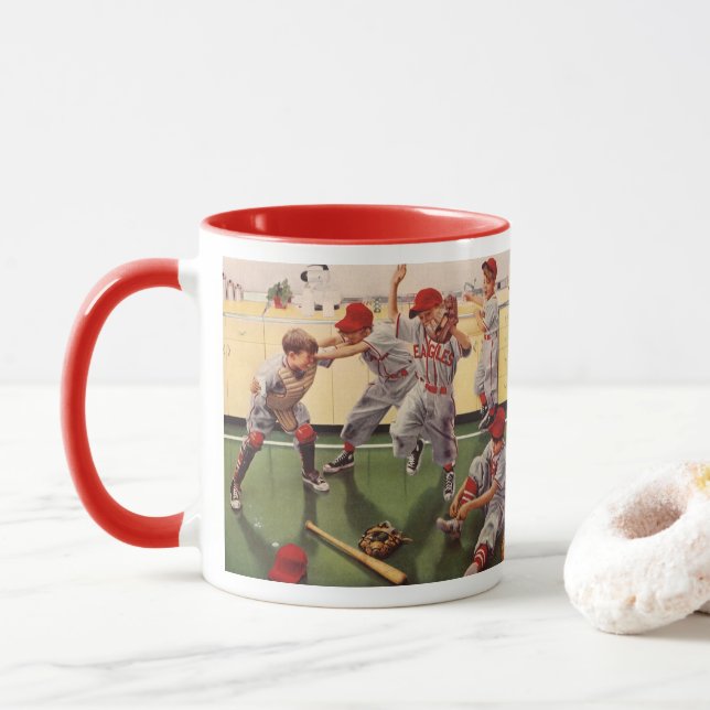 Caneca Vintage Baseball Sports Team, Boys Roughhouse (Com Donut)