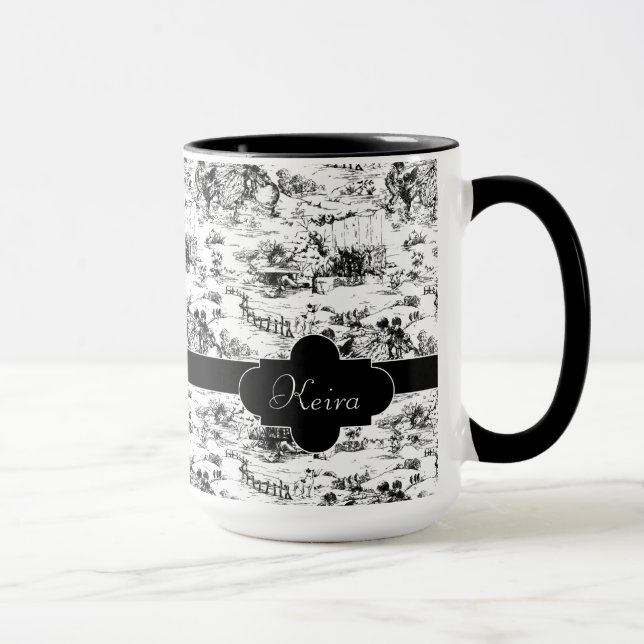 Caneca Vintage Black and White Country Toile (Direita)