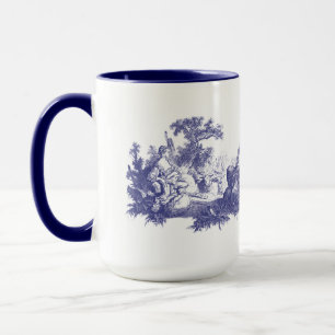 Caneca Vintage Blue & White Pastoral Shepherd Vignetts