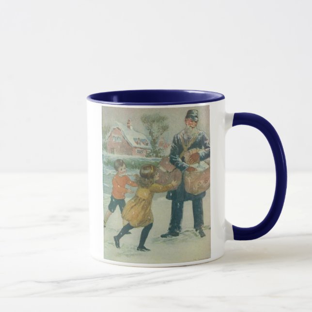 Caneca Vintage - carteiro do feriado, (Direita)