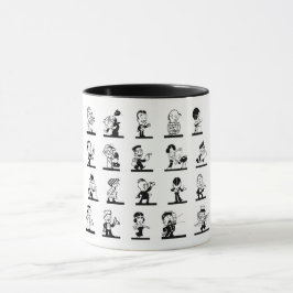Caneca Vintage cartoon black and white história em quadri