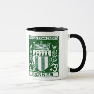 Caneca Vintage Casaco de Arms Rennes, França