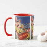 Caneca Vintage Children Balloons Dog Roller Coaster Ride<br><div class="desc">Vintage illustration children image with boys and girls on a roller coaster having fun at the amusement park. The kids are smiling holding balloons and even the family pet dog is enjoying the ride!</div>
