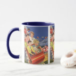 Caneca Vintage Children Balloons Dog Roller Coaster Ride<br><div class="desc">Vintage illustration children image with boys and girls on a roller coaster having fun at the amusement park. The kids are smiling holding balloons and even the family pet dog is enjoying the ride!</div>
