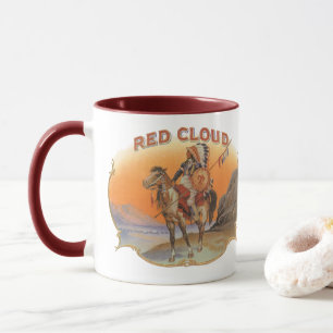 Caneca Vintage Cigar Label Art, Red Cloud Indian em Caval