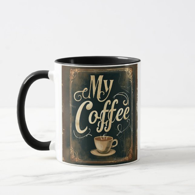 Caneca Vintage Coffee Quote Artwork Design (Esquerda)