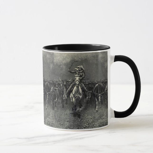 Caneca Vintage Cowboys, um Stampede de Frederic Remington (Direita)