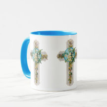 Vintage Cross and Flowers Mug