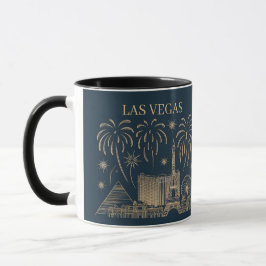 Caneca Vintage da Linha Dourada do Skyline em Las Vegas