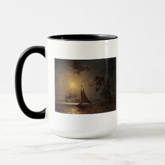 Caneca Vintage. da noite da lua da noturno-viagem de