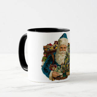 Caneca Vintage Desenho do Papai Noel dá presentes de Nata