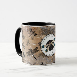 Caneca Vintage Dragonfly Entomology Monogramas