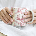 Caneca Vintage English Floral Toile de Jouy-Pink<br><div class="desc">Linda e sem costura padrão de jouy adaptado a partir de uma placa comercial inglesa gravada design por John Munns cerca de 1770 com ruínas clássicas,  portos marítimos,  pastores e terras florais. Rosa em fundo branco.</div>