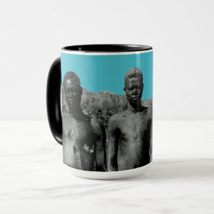 Caneca Vintage Faces de África — Preto e Branco com Aquar