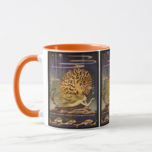 Caneca Vintage Fairy Tale, Pequena Sereia no Oceano Coral