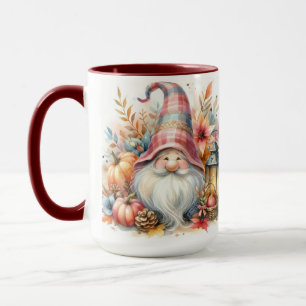 Caneca Vintage Fall Gnomos com folhas de outono