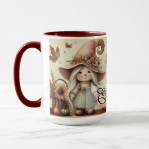 Caneca Vintage Fall Gnomos com folhas de outono