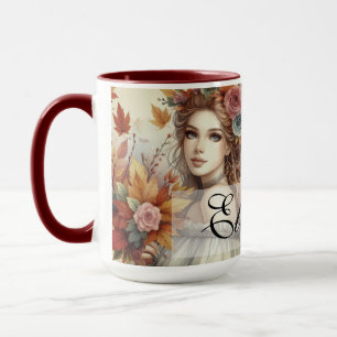 Caneca Vintage Fall Princess com Folhas de outono