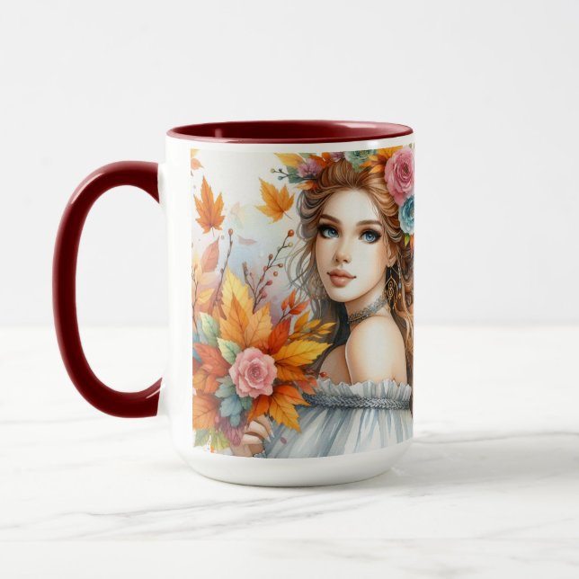 Caneca Vintage Fall Princess com Folhas de outono (Esquerda)