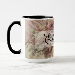 Caneca Vintage Flall Fall Florees pastel aquarela pintura