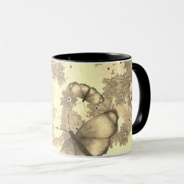 Caneca Vintage Floral and Butterfly Design