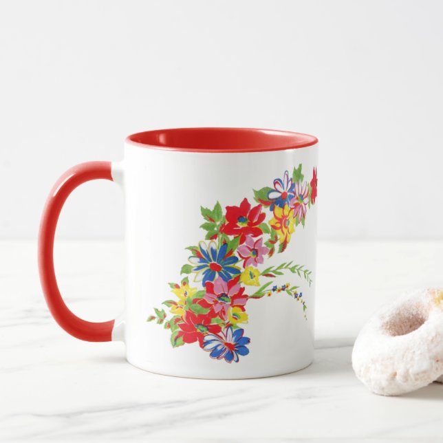 Caneca Vintage Floral Mug (Com Donut)