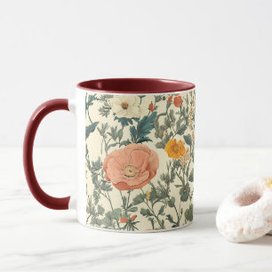 Caneca Vintage Floral Selvagens E Poppies
