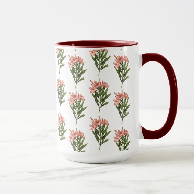 Caneca Vintage Flores de monograma personalizado 3 (Direita)