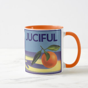 Caneca Vintage Fruta Crate Label Art, Laranjas Juciosas