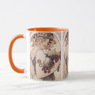 Caneca Vintage Fruta Girl de Alphonse Mucha