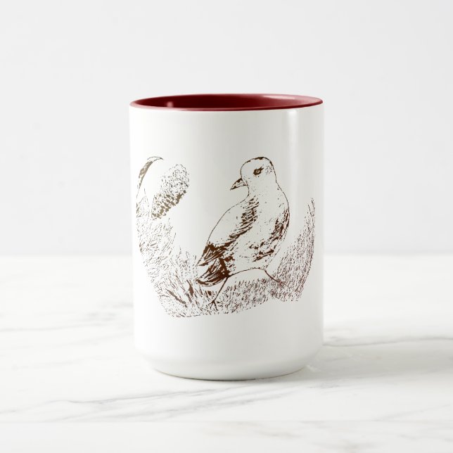 Caneca Vintage Garden Bird – Monochrome Floral (Centro)