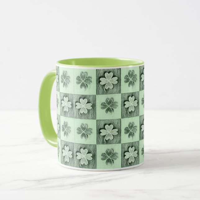 Caneca Vintage Green Rua Patrick retro shamrock (Frente Esquerda)