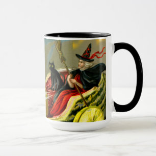 Caneca Vintage Halloween Black Cat and Witness