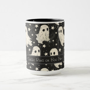 Caneca Vintage Halloween Spooky Fantasmas e Estrelas Pers