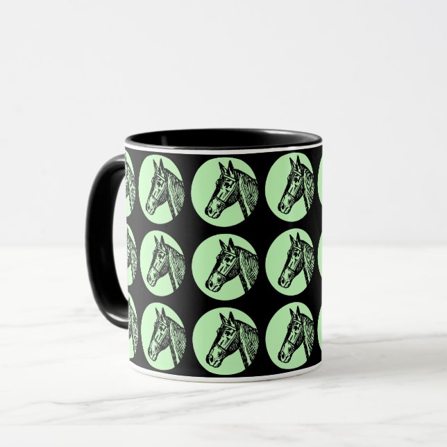 Caneca VINTAGE ILLUSTRATION Horse imagem repetida Mug (Frente Esquerda)