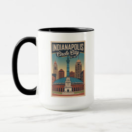 Caneca Vintage Indianapolis Indiana Retro Cityscape Art