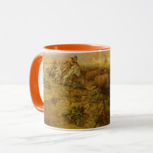 Caneca Vintage Indians, Buffalo Hunt por CM Russell