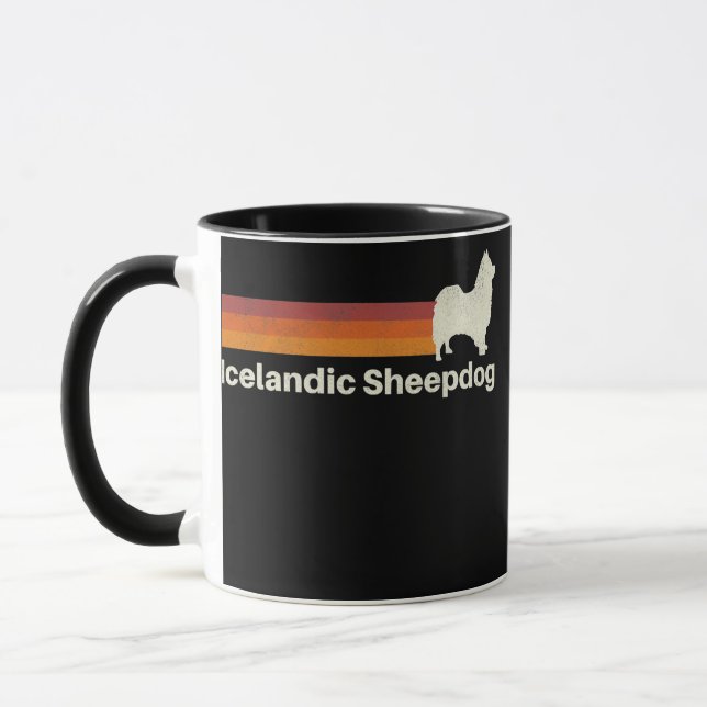 Caneca Vintage Islandês Sheepdog Retro Mãe Pai Cão  (Esquerda)