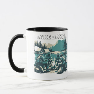 Caneca Vintage Lake Bound Camping Campfire Graphic