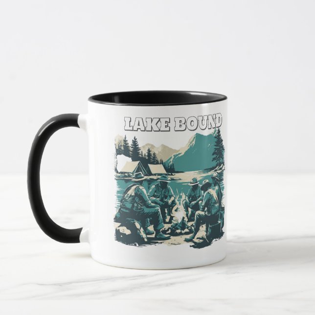 Caneca Vintage Lake Bound Camping Campfire Graphic (Esquerda)