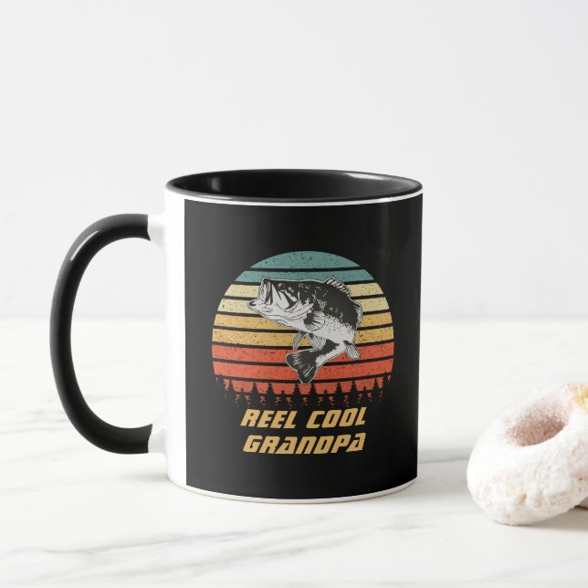 Caneca Vintage Largemouth Bass Pesca Reel Legal Vovô (Com Donut)