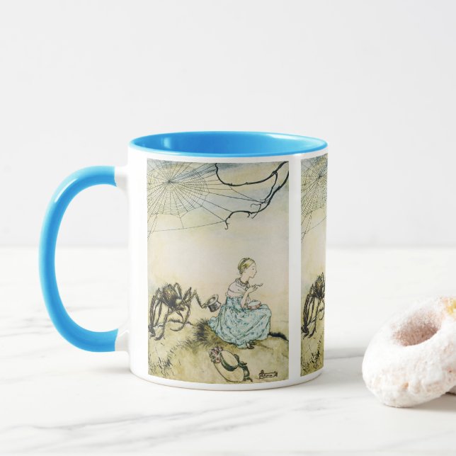 Caneca Vintage Little Miss Muffet por Arthur Rackham (Com Donut)