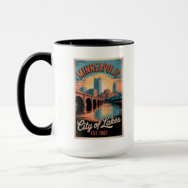 Caneca Vintage Minneapolis Minnesota Retro Travel Poster 