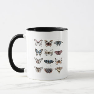 Caneca Vintage Naturalista Borboleta Dark Academia