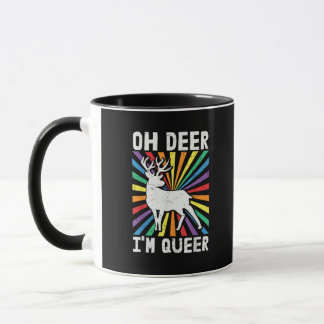 Caneca Vintage Oh Deer I'm Queer Pride LGBT Gay Lesbian 
