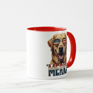 Caneca Vintage ouro recupera Merica 4 de julho patriota
