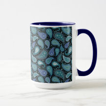 Vintage Paisley Blue Teal Floral Mug