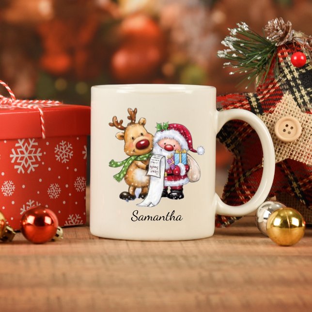 Caneca Vintage Papai Noel com Reindeer Christmas (Criador carregado)