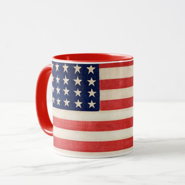 Caneca Vintage Patriotic American Flag, 4 de julho (Frente Esquerda)